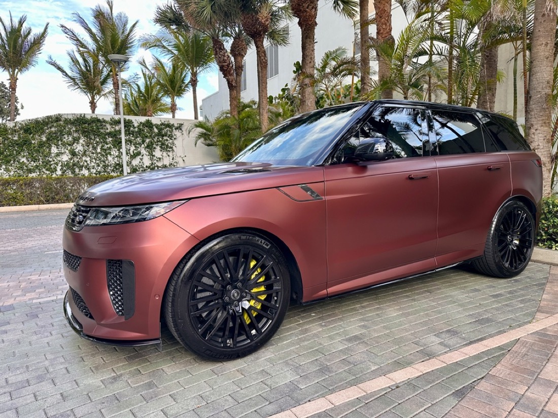 Matte red Range Rover after a detail